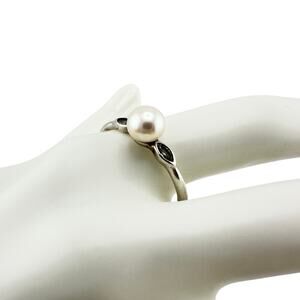 Pandora 925 Sterling Silver Freshwater Pearl Cubic Zirconia Marquise Size 9 Ring